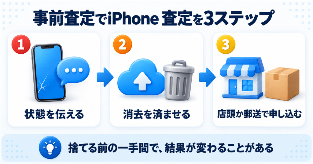 リンクサス買取で処分予定のiPhoneの査定を申し込むイメージ