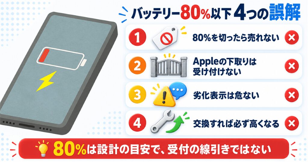バッテリー最大容量80%以下のiPhone買取についてよくある4つの誤解