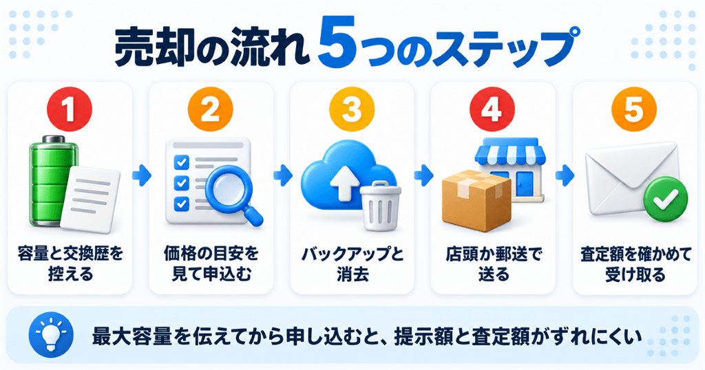 バッテリーが劣化したiPhoneを申込みから入金まで売却する流れ
