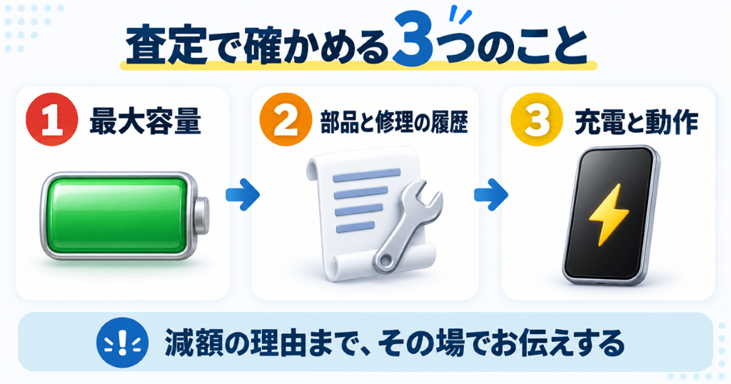 リンクサス買取でバッテリーが劣化したiPhoneの査定を申し込むイメージ