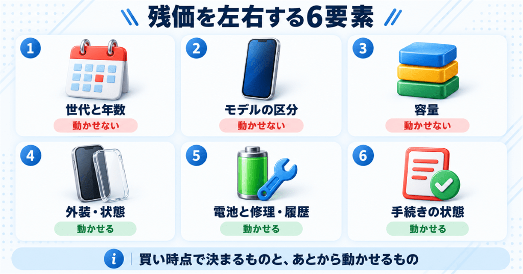 iPhoneのリセールバリューを左右する6つの要素の早見表