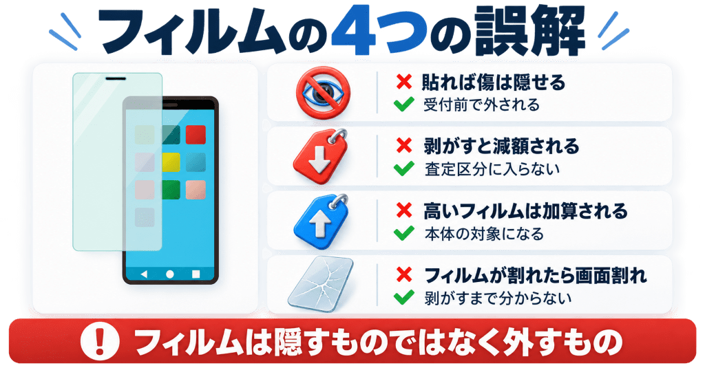 iPhone下取りでフィルムを剥がす前に外す4つの誤解