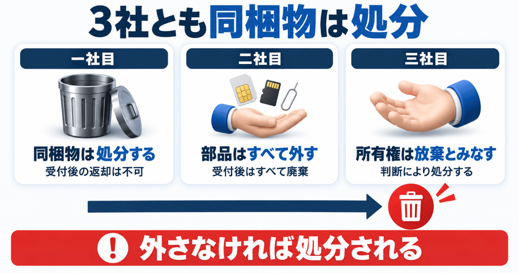 3キャリアが下取りで外すよう書いているもの