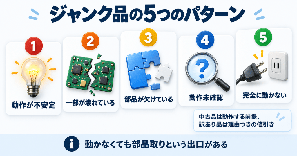 ジャンク品とは?5つのパターン早見表