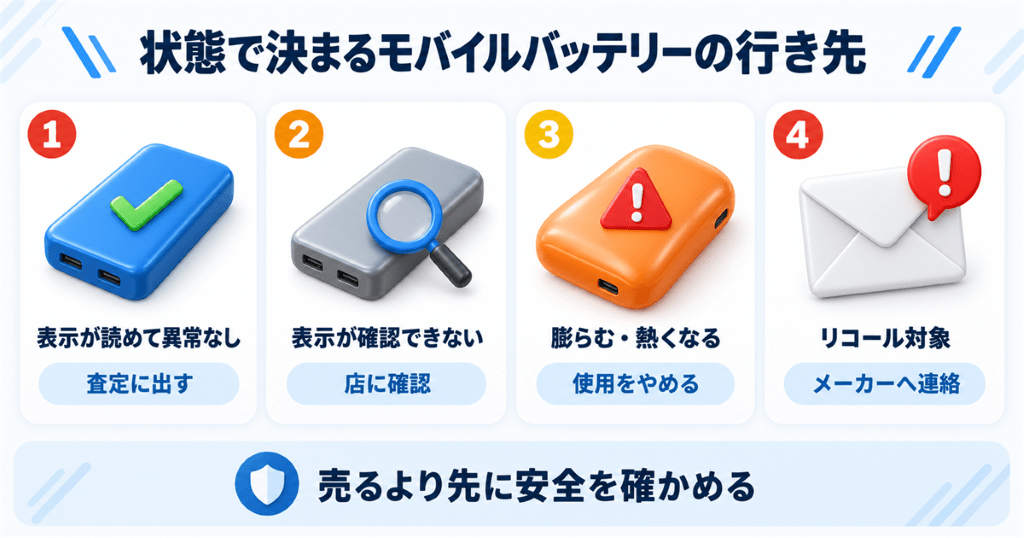 状態によって変わるモバイルバッテリーの行き先の早見表