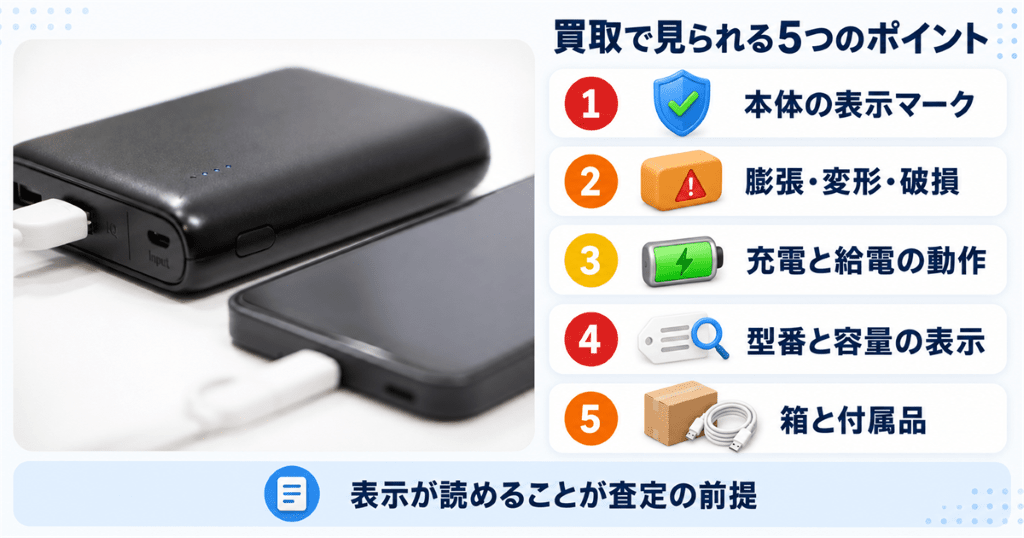 モバイルバッテリーの買取で確認される表示と状態のポイント