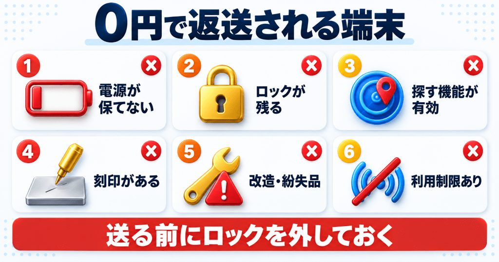 楽天モバイルの下取りで0円査定となり返送される端末の条件