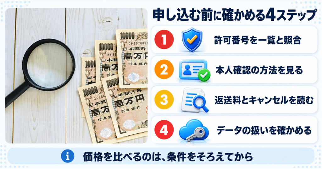 申し込む前にiPhone買取店の許可番号や規約を確かめる手順