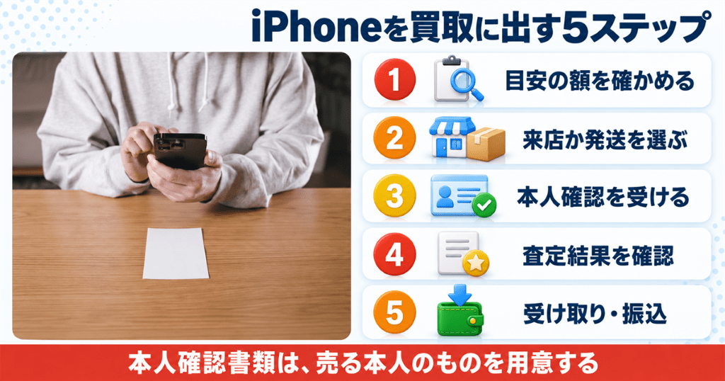 iPhoneを買取に出すまでの流れと当日に必要なもの