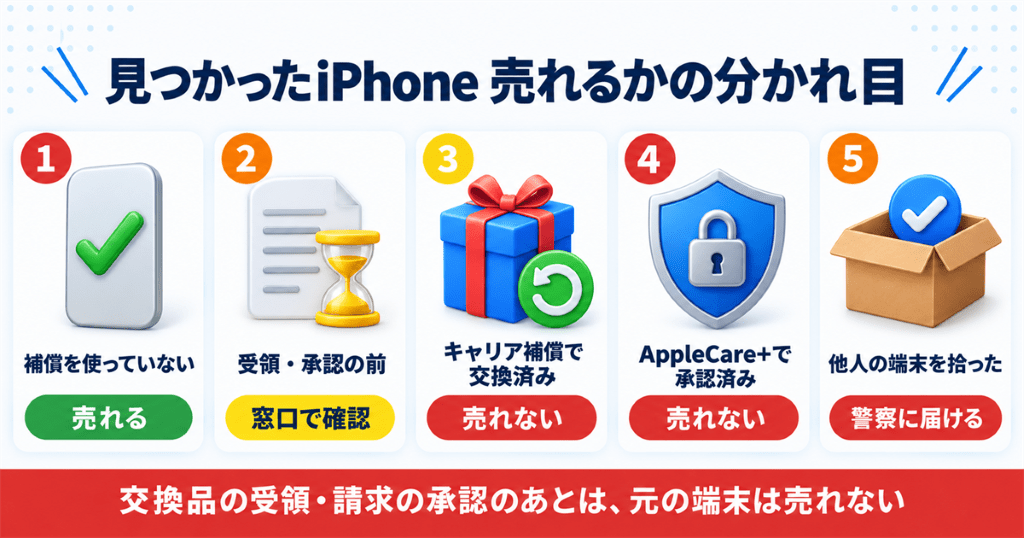 紛失したiPhoneが見つかったときに売れるかどうかの早見表