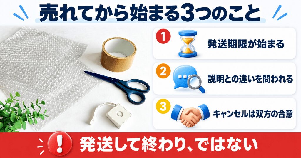 梱包用の緩衝材とテープで、売れたiPhoneの発送準備をする