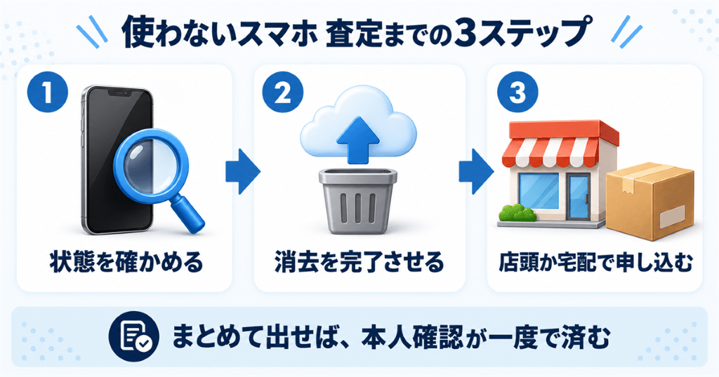 リンクサス買取で使わなくなったスマホの査定を申し込むイメージ