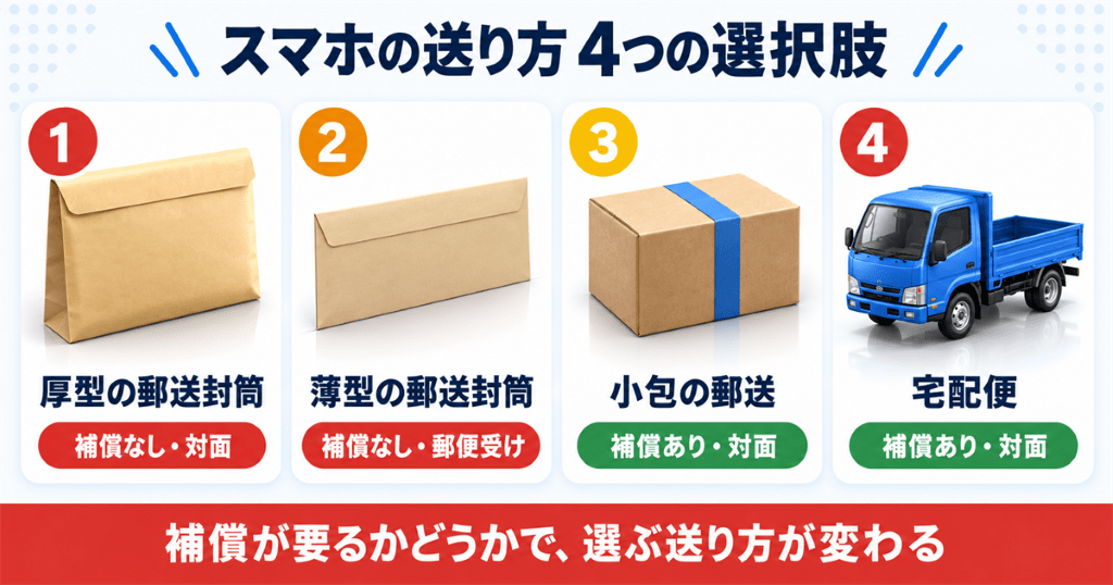 スマホを郵送する方法を送り方ごとに比較した早見表