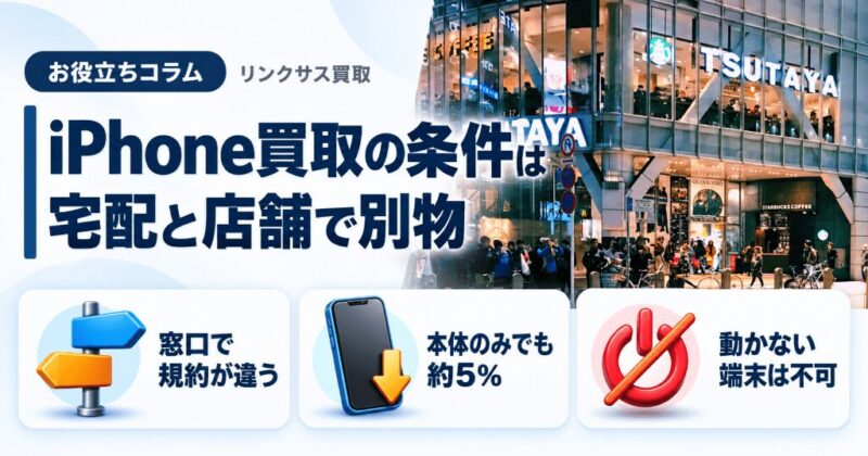 iPhone買取TSUTAYAの条件｜宅配と店舗で違う点とゲオ比較
