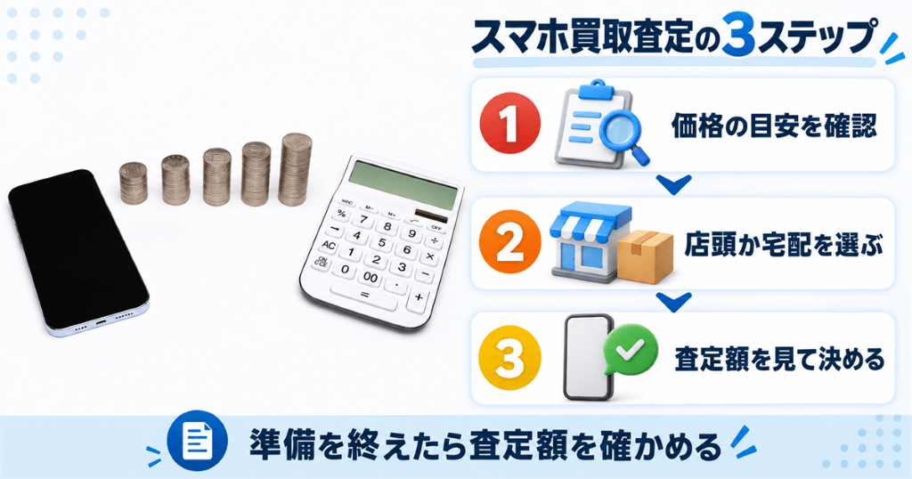リンクサス買取でスマホの査定を申し込む3ステップ