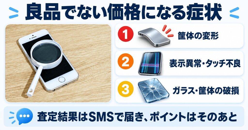 ソフトバンク下取りで良品でない場合の価格が適用される症状と査定結果の届き方