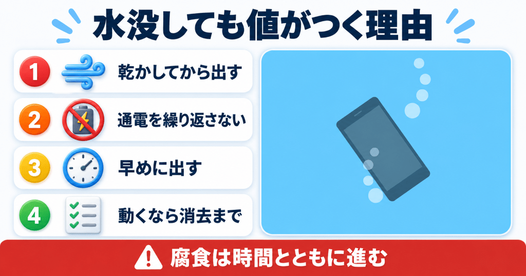 水没したiPhoneが売れる理由と査定前の準備