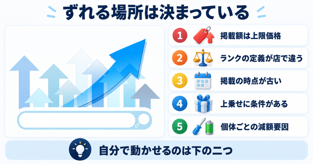 掲載額と実際の査定額がずれる5つの理由