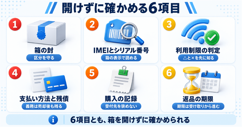 未開封のiPhoneを売る前に箱を開けずに確かめる6項目の早見表