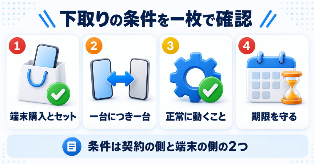 UQモバイル下取りの条件と還元の形の早見表