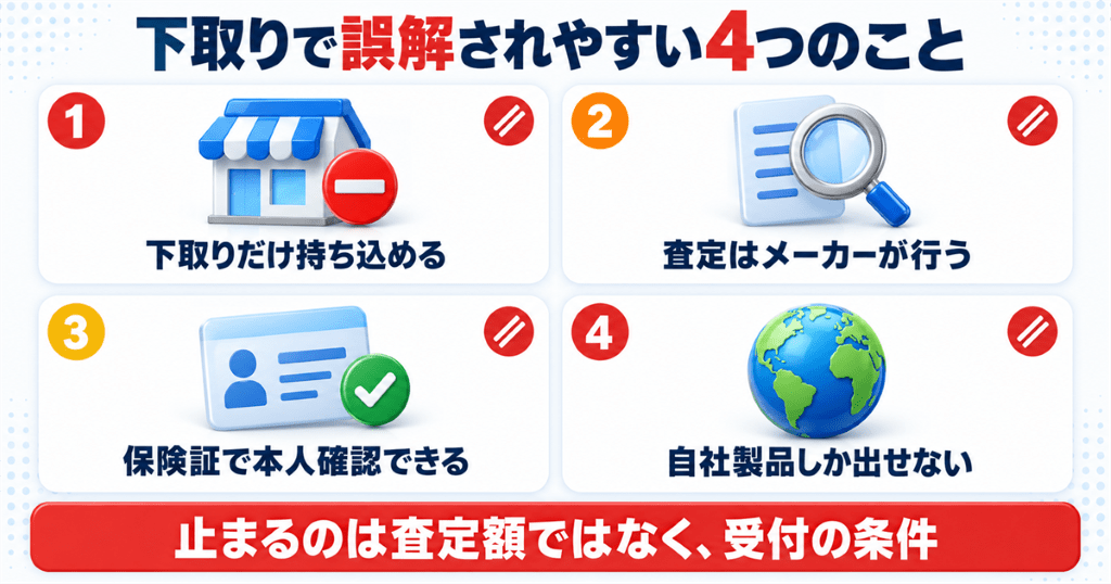 ソニーストアのXperia下取りで誤解されやすい4つの条件を整理した図