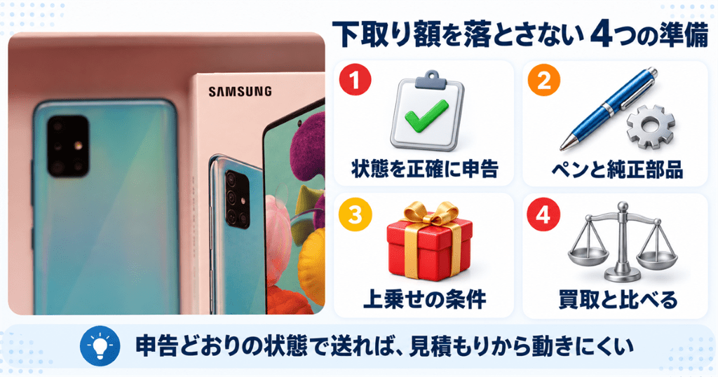 Galaxyの下取り額を落とさないために確かめる準備と買取との比べ方