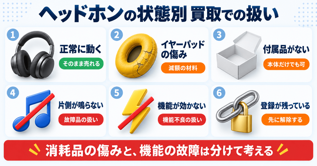 ヘッドホンの状態ごとに買取での扱いと売る前にやることを整理した早見表