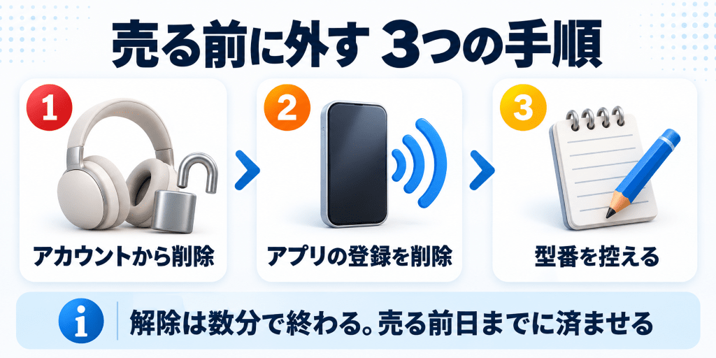 ヘッドホンを売る前にペアリングと機器登録を外す手順