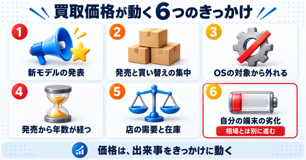 iPhoneの買取価格が動くきっかけを整理した早見表