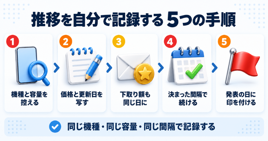 iPhoneの買取価格の推移を自分で記録していく手順