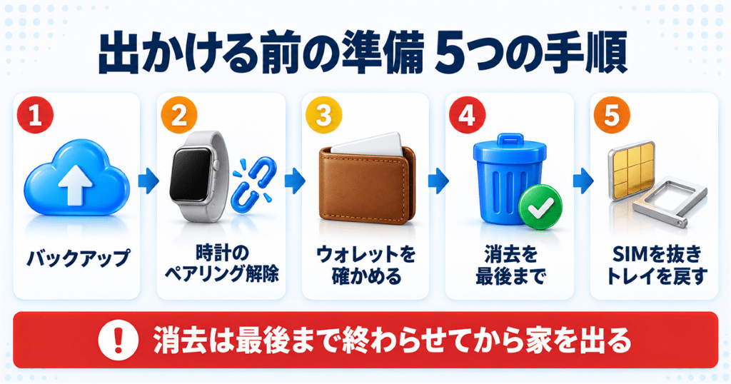 iPhoneを即日で売るために出かける前に済ませる準備の手順