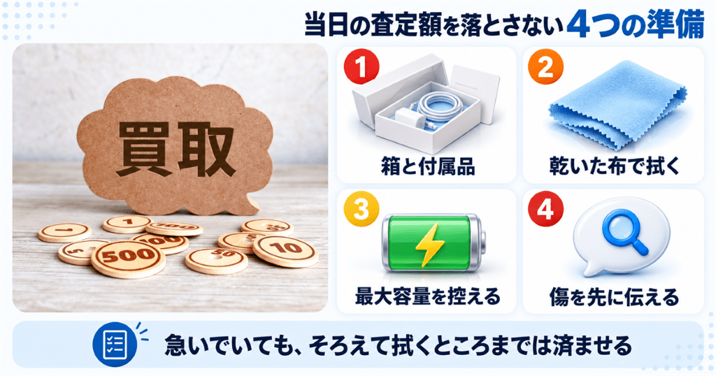 iPhoneを即日で売るときに査定額を落とさないための4つの準備