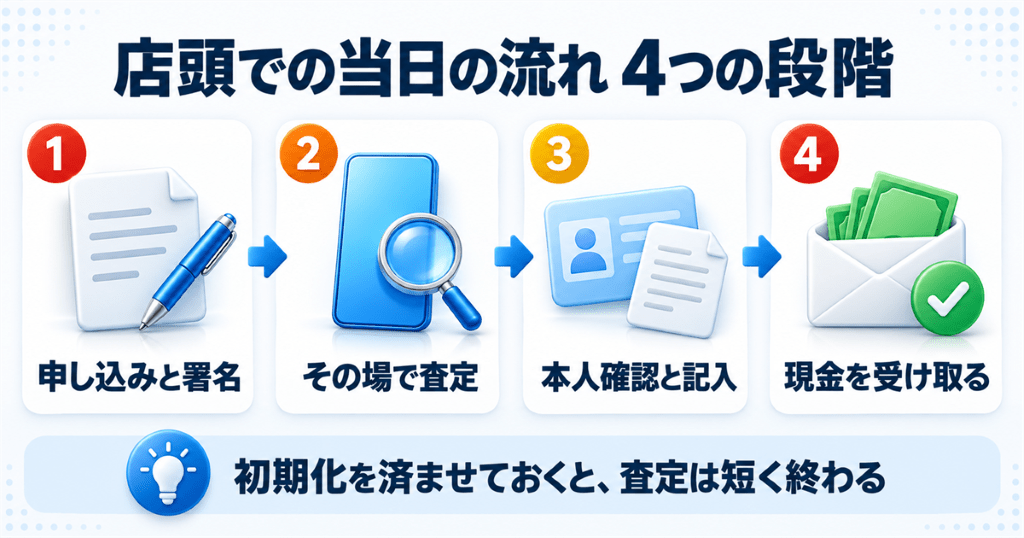 iPhoneを店頭で即日現金化するまでの当日の流れと所要時間