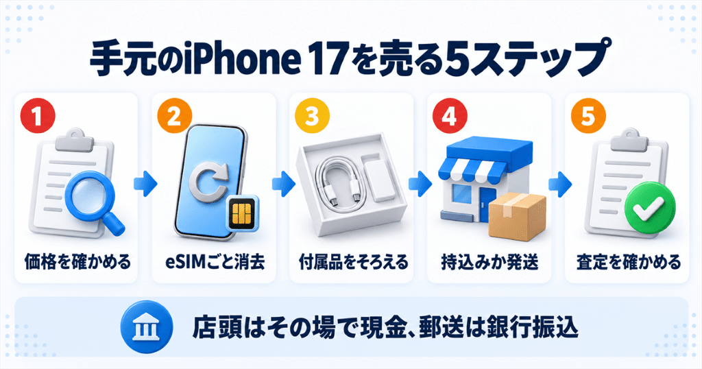 手元のiPhone 17を買取に出すまでの流れ