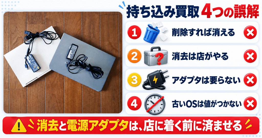 パソコンを持ち込みで売るときにありがちな4つの誤解