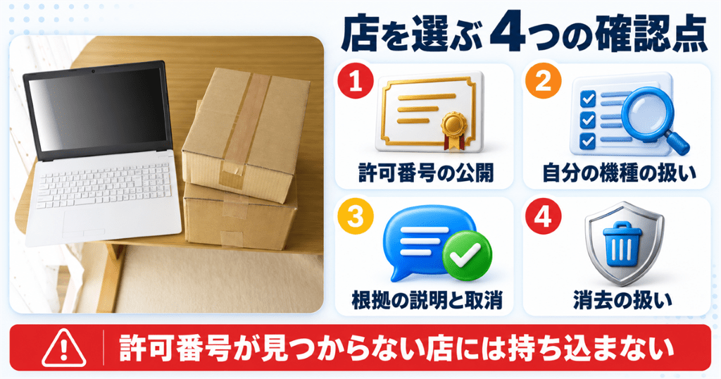 パソコンの持ち込みと宅配の違いと店を選ぶときの確認点