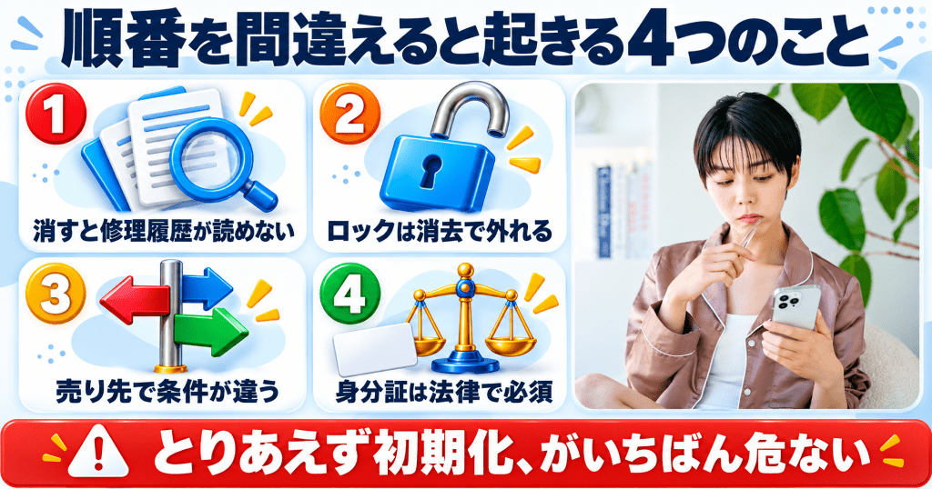 iPhoneを売るときに順番を間違えると起きる4つのこと